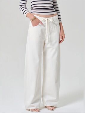Citizens of Humanity Brynn Drawstring Wide Leg Jeans Womens 25 White